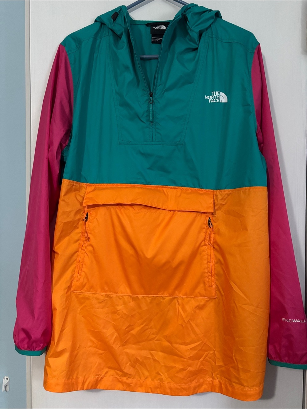 The North Face Teal Pink Orange Colorblock Pullover Anorak